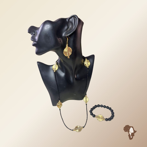 Parure Pierre Obsidienne noire & Baoule 